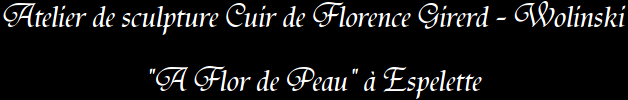 Par la visite de son atelier ou de sa galerie en ligne, l'artiste vous invite à découvrir ses créations uniques et originales en cuir naturel, et encourage des réalisations personnalisées. Certaines peintes à l'or, à l'argent, et ornées ou supportées par des éléments en verre ou pierres semi-précieuses.